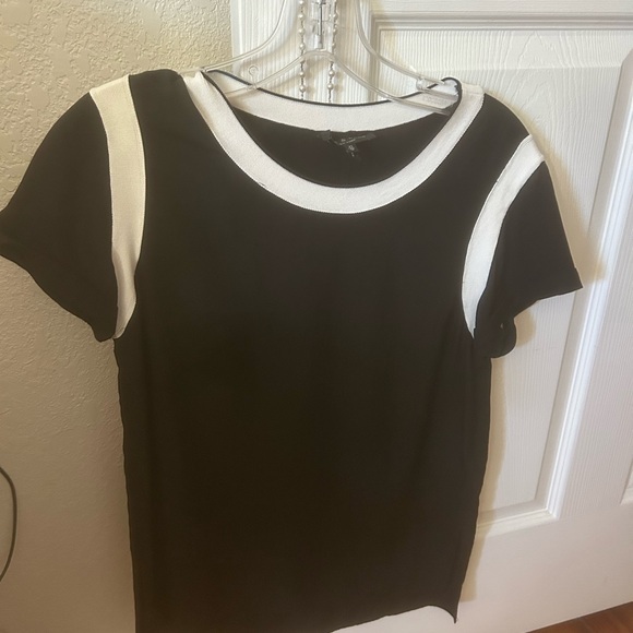 Rag and Bone XS Black Ivory Silk Rayon Tee with Side Slit Knit Trim - Picture 11 of 11